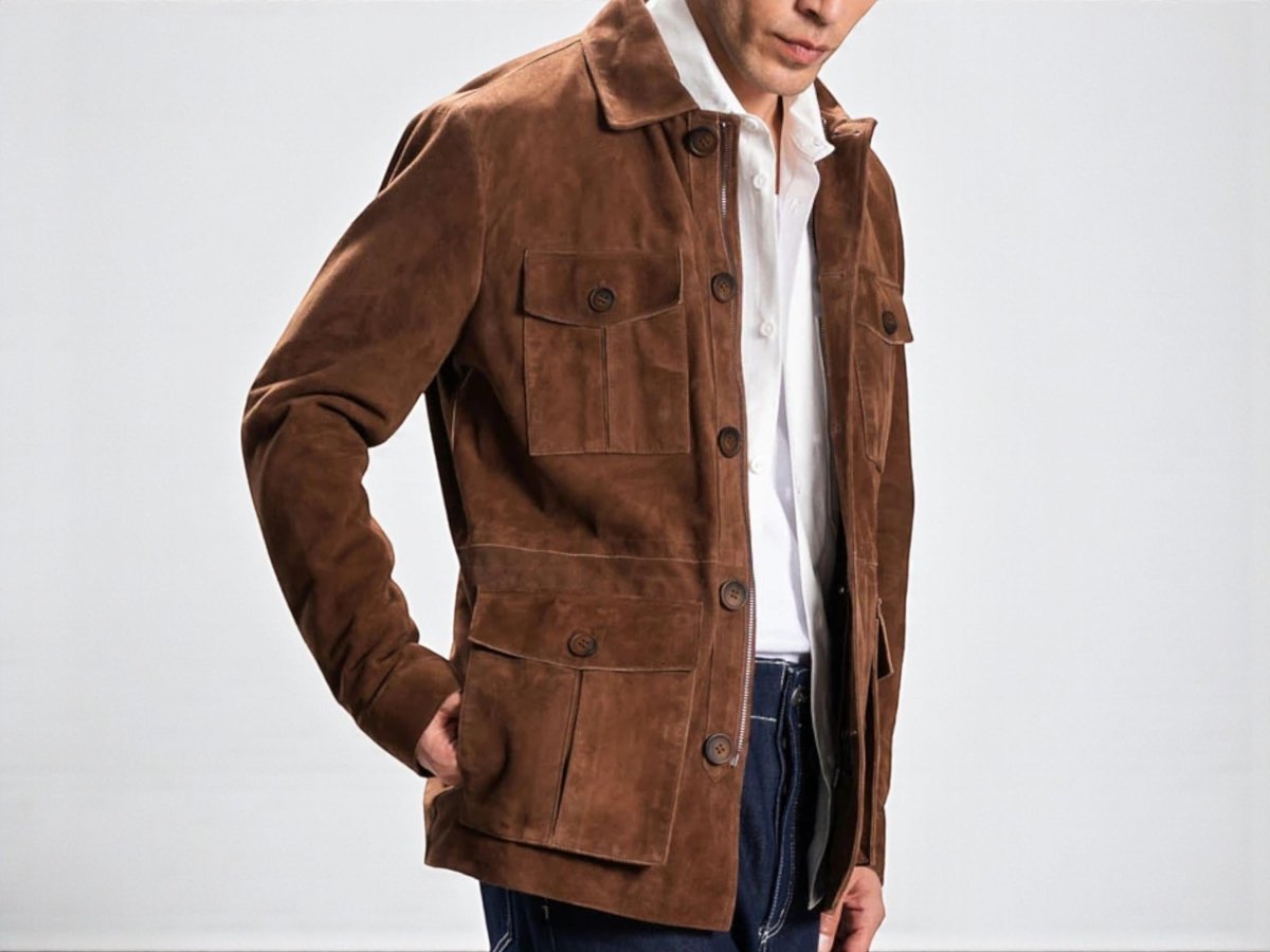 Custom Handmade Suede Leather Jacket – XS to 8XL – Brown – Bespoke Tailored Men’s Coat – Personalized Genuine Leather - 99percenthandmade - 99percenthandmade - XS Letter size - Brown - 