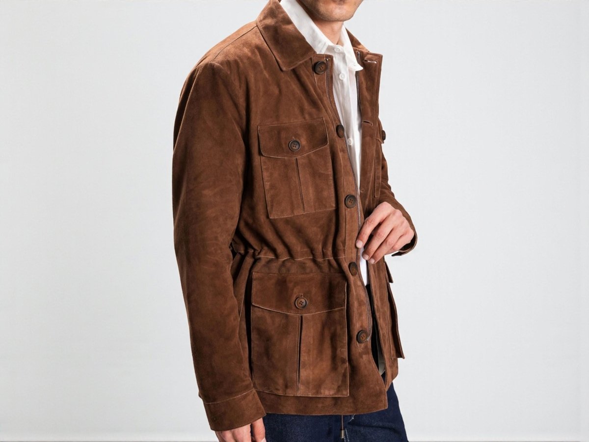 Custom Handmade Suede Leather Jacket – XS to 8XL – Brown – Bespoke Tailored Men’s Coat – Personalized Genuine Leather - 99percenthandmade - 99percenthandmade - XS Letter size - Brown - 