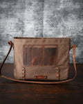 Canvas and Leather Messenger Bag, Laptop Bag 99percenthandmade