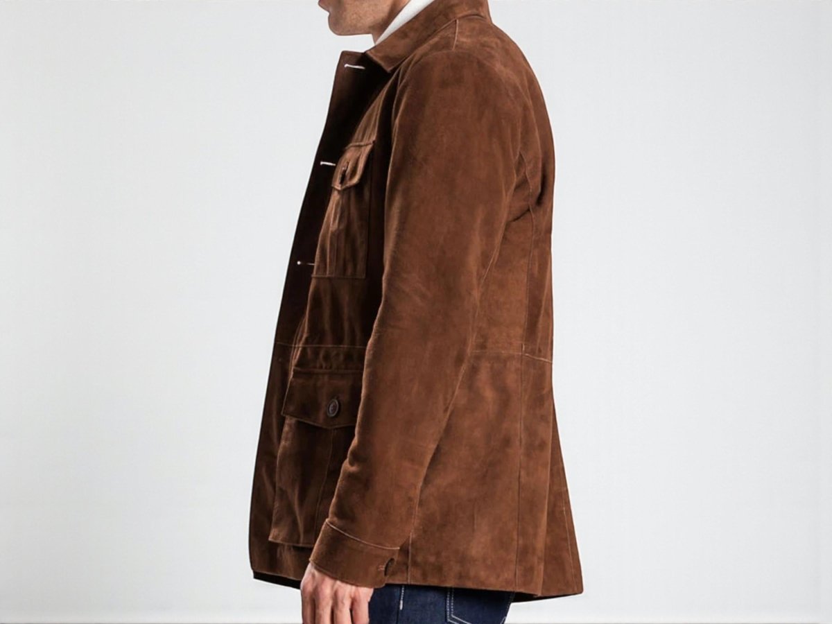 Custom Handmade Suede Leather Jacket – XS to 8XL – Brown – Bespoke Tailored Men’s Coat – Personalized Genuine Leather - 99percenthandmade - 99percenthandmade - XS Letter size - Brown - 