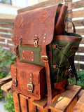 Leather Canvas Laptop Travel Backpack 45L, Handmade Carry On Business Outdoor Backpack 99percenthandmade