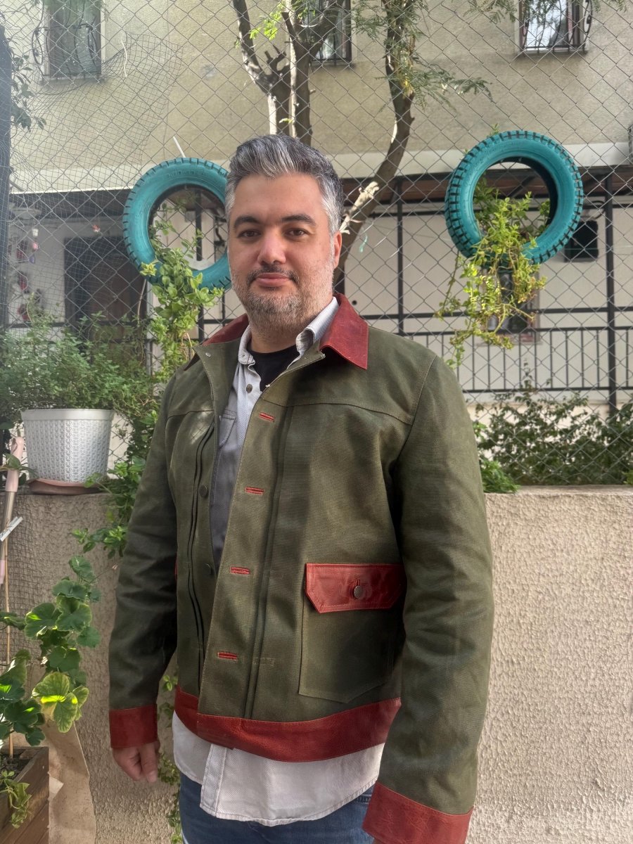 Waxed Canvas And Leather Jacket | Tailored to Your Size | Brown | Green | Leather Jacket | Canvas Jacket | Gift For Him 99percenthandmade