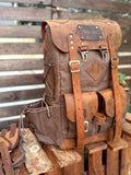 The Harmony of New and Old | 2026 Limited Edition | Handmade Leather - Canvas Backpack | Travel & Adventure Ready | 24 Hours Tested - 99percenthandmade - 99percenthandmade - 30 Liters - Green Canvas Flap - 