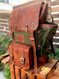 Leather Canvas Laptop Travel Backpack 45L, Handmade Carry On Business Outdoor Backpack 99percenthandmade