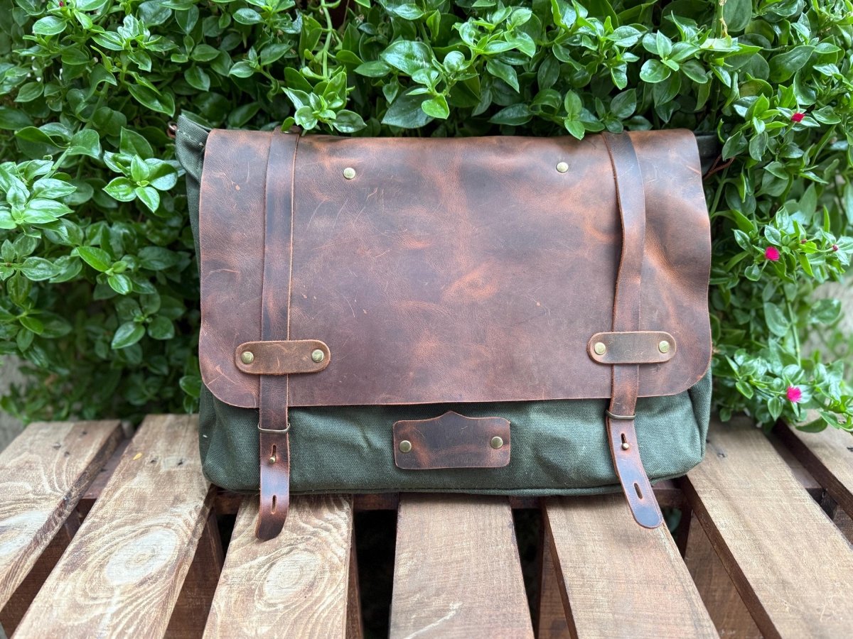 Handmade Messenger bag, Laptop Bag | Black - Brown - Green Options 99percenthandmade