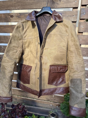 Handmade Waxed Canvas & Leather Jacket, Custom Fit, Send Your Design 99percenthandmade