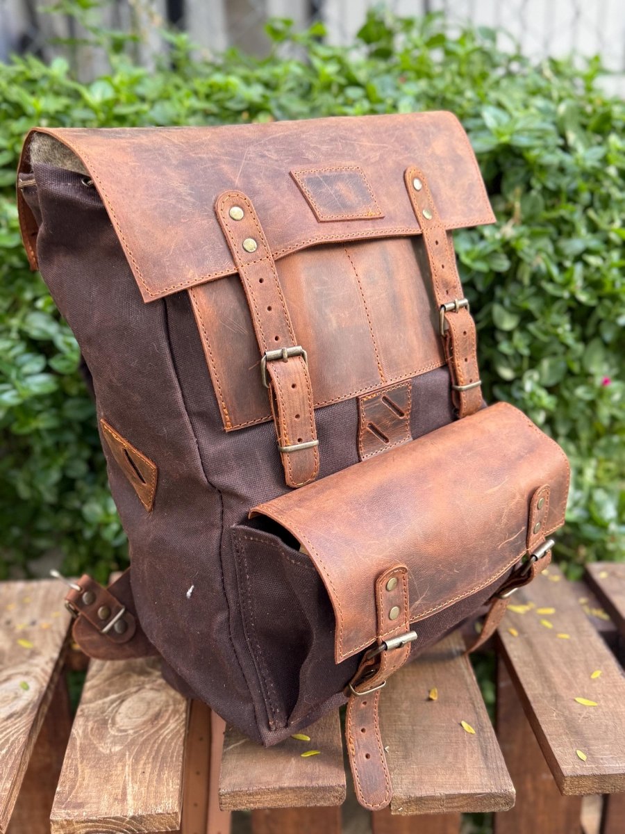 Not big enough to burden you, bold enough to be noticed | Laptop Backpack - Daypack| Leather - Canvas | Brown, Tan, Black, Blue Color, 15L - 25L. 99percenthandmade