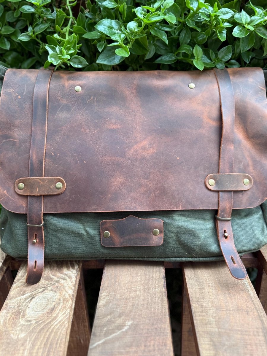 Handmade Messenger bag, Laptop Bag | Black - Brown - Green Options 99percenthandmade
