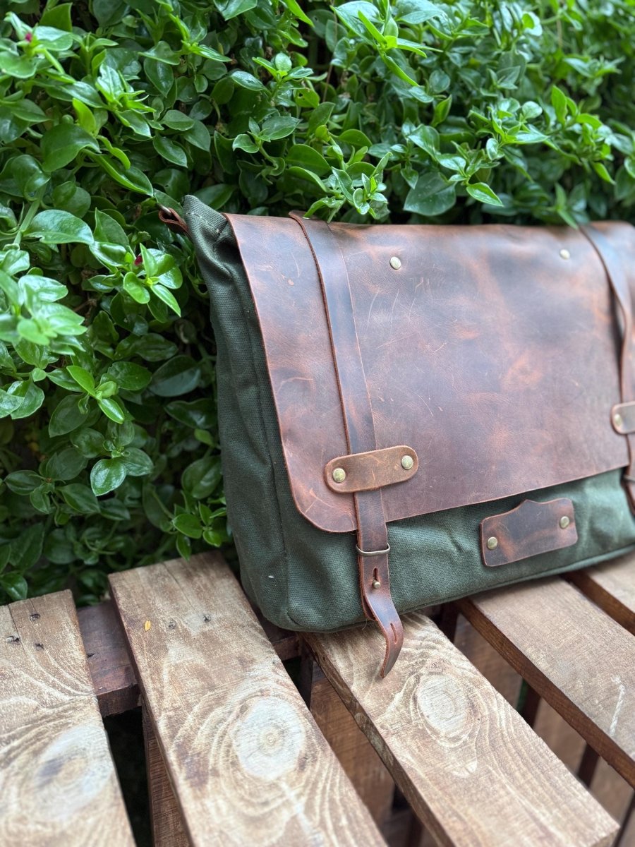 Handmade Messenger bag, Laptop Bag | Black - Brown - Green Options 99percenthandmade