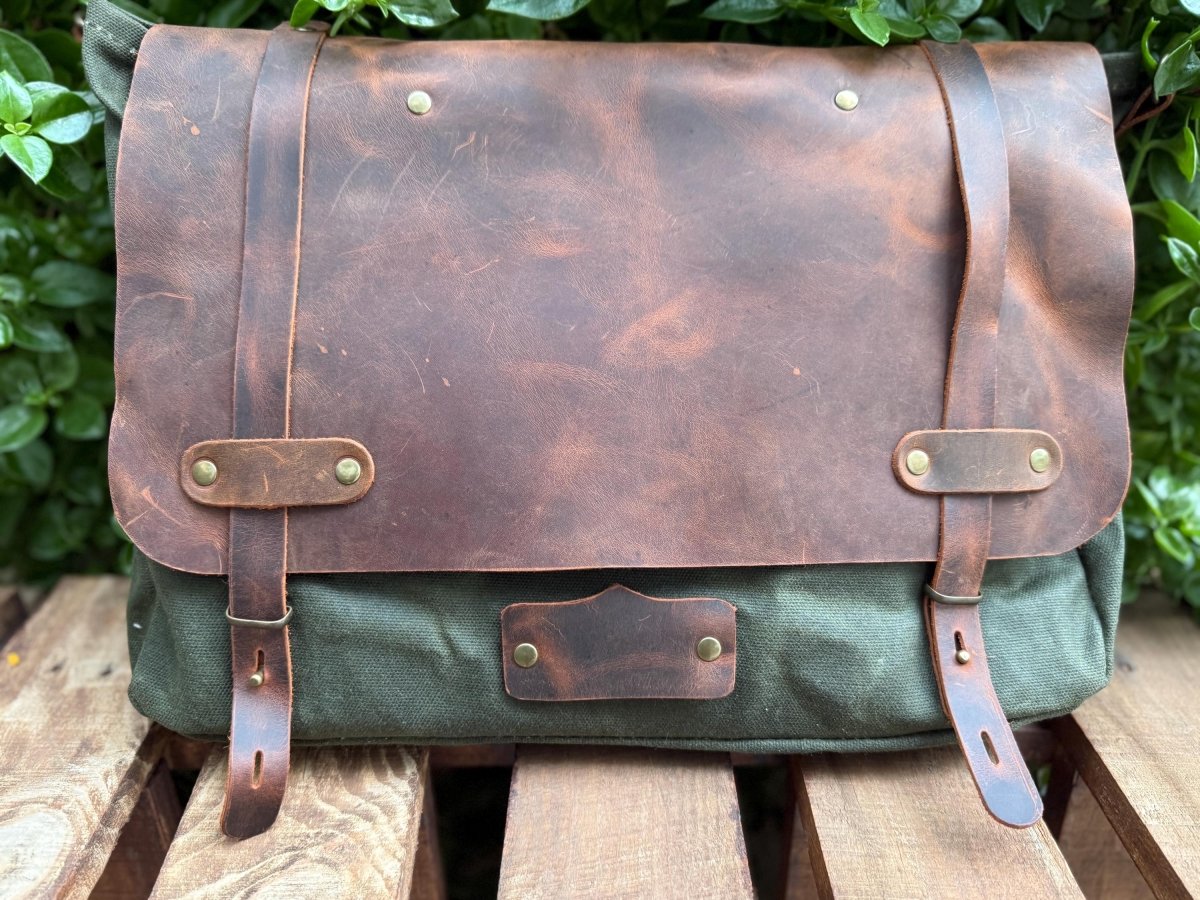Handmade Messenger bag, Laptop Bag | Black - Brown - Green Options 99percenthandmade