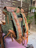 Extra large | New edition | Bushcraft Backpack with 80L to 30L Size Options, Handmade, Leather and Waxed Canvas