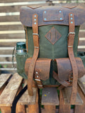 Extra large | New edition | Bushcraft Backpack with 80L to 30L Size Options, Handmade, Leather and Waxed Canvas