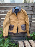 New Color | Waxed Canvas And Leather Jacket | Tailored to Your Size | Brown | Green | Leather Jacket | Canvas Jacket | Gifts For Men - 99percenthandmade - 99percenthandmade - XS Letter size - Mustard - 