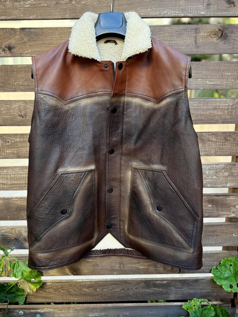Handmade Leather 2 Color Leather Vest, Tailored to Your Size lambskin, Gift For Men 99percenthandmade