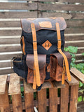 Handmade Travel & Laptop Backpack - Waxed Canvas & Leather 99percenthandmade 30 L Black