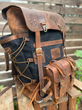 Leather Canvas Laptop Travel Backpack 45L, Handmade Carry On Business Outdoor Backpack 99percenthandmade