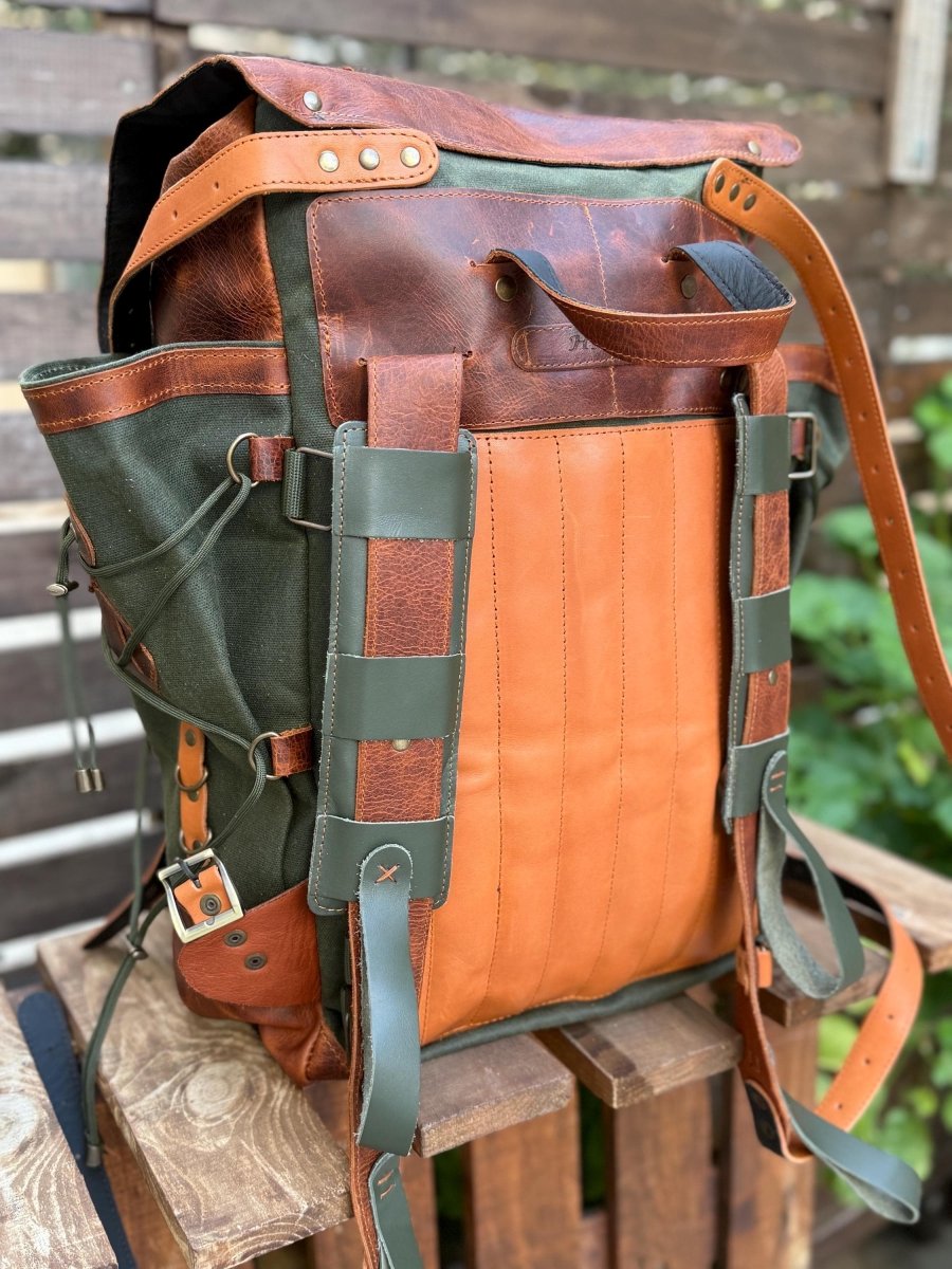 Legacy Handmade Travel & Laptop Backpack, 18L to 45L Custom Leather Canvas Bag 99percenthandmade