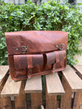 Handmade Leather Laptop Bag – Vintage Messenger Briefcase with Shoulder Strap, Fits 15-16 Inch 99percenthandmade