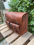 Handmade Leather Laptop Bag – Vintage Messenger Briefcase with Shoulder Strap, Fits 15-16 Inch 99percenthandmade