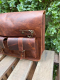 Handmade Leather Laptop Bag – Vintage Messenger Briefcase with Shoulder Strap, Fits 15-16 Inch 99percenthandmade