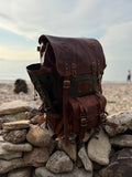 Leather Canvas Laptop Travel Backpack 45L, Handmade Carry On Business Outdoor Backpack 99percenthandmade