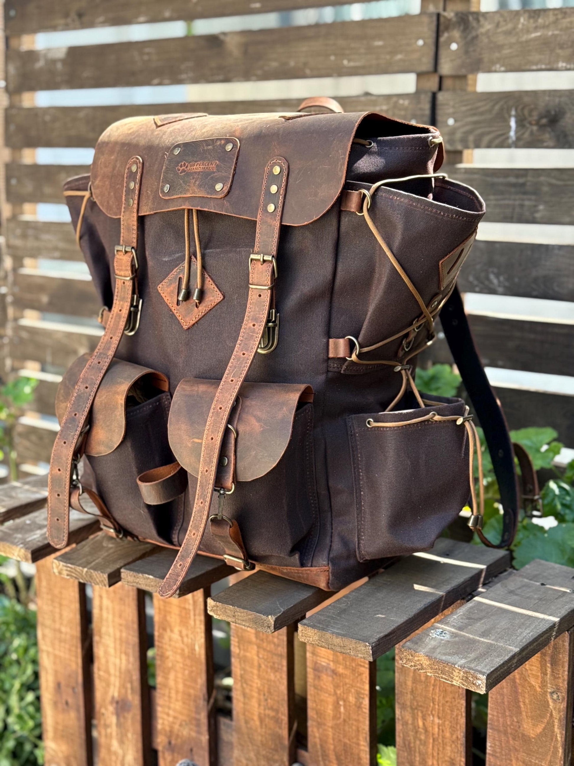 Built With Emotion | Travel backpack | Daypack | Handmade Waxed Canvas and Leather, 40L-50L Size Options