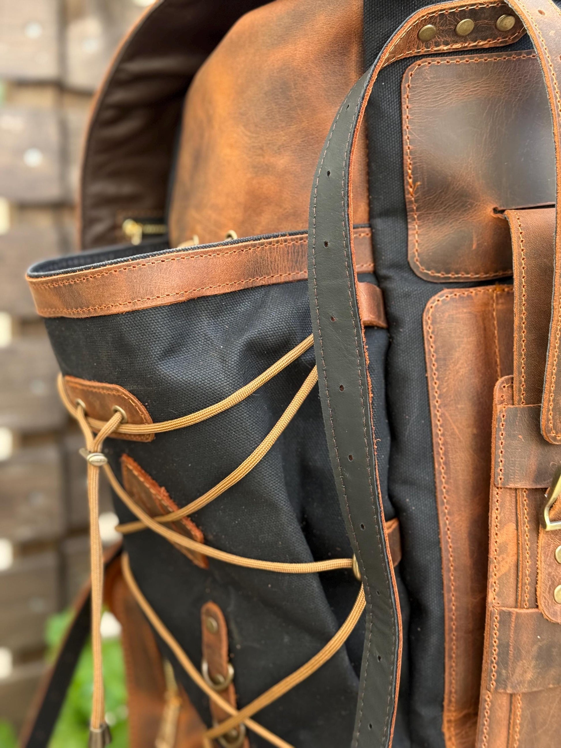 Trends fade. Character remains.| Handmade Waxed Canvas Backpack | 35L-45L | Leather Backpack | Daily Use | Travel backpack