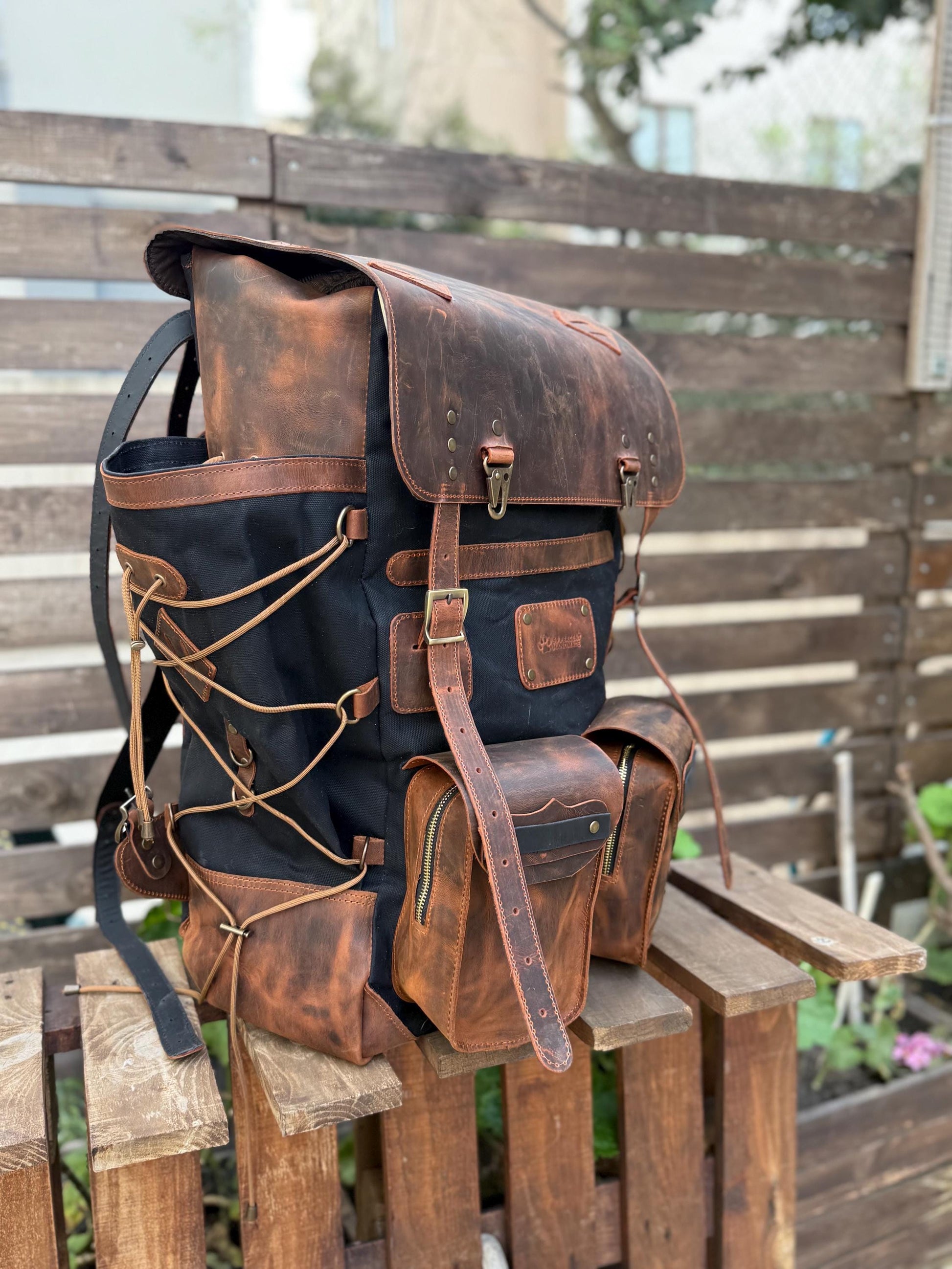 Trends fade. Character remains.| Handmade Waxed Canvas Backpack | 35L-45L | Leather Backpack | Daily Use | Travel backpack