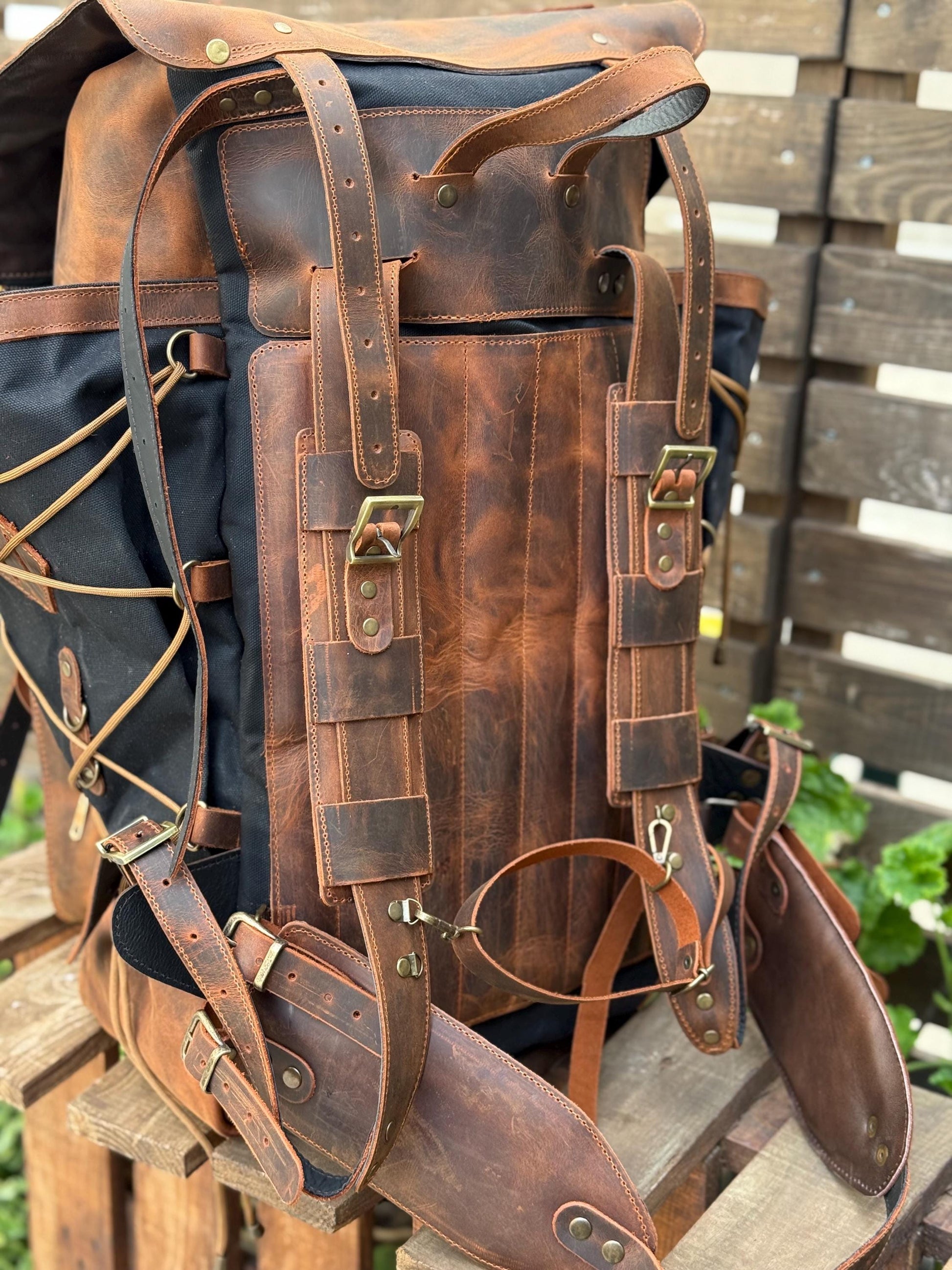 Trends fade. Character remains.| Handmade Waxed Canvas Backpack | 35L-45L | Leather Backpack | Daily Use | Travel backpack