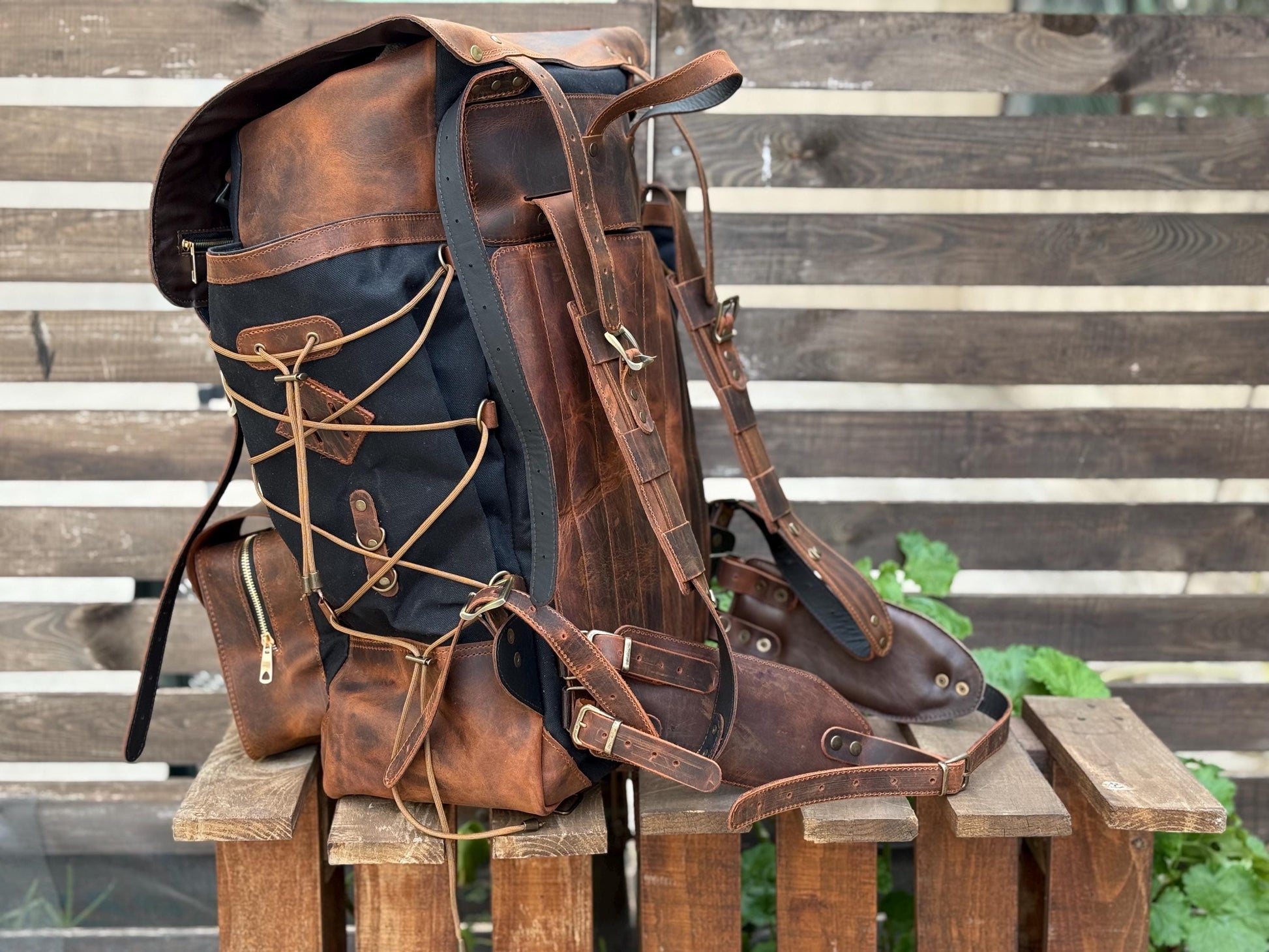 Trends fade. Character remains.| Handmade Waxed Canvas Backpack | 35L-45L | Leather Backpack | Daily Use | Travel backpack