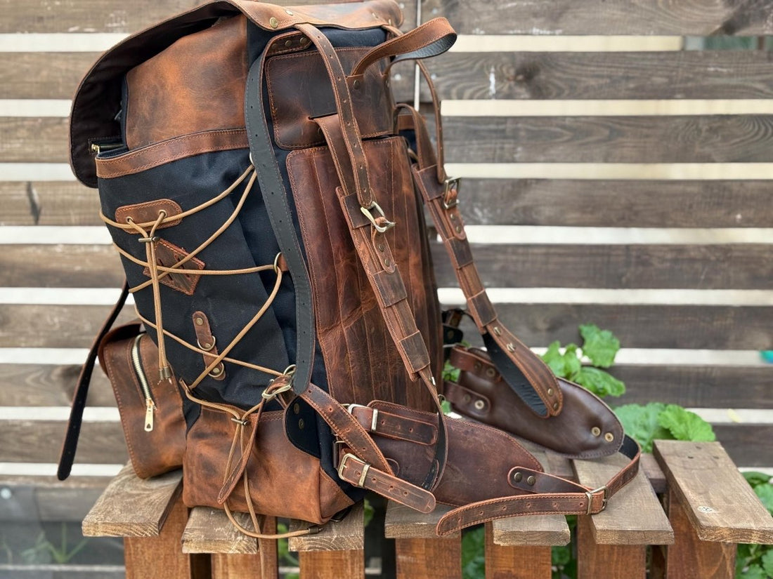 Trends fade. Character remains.| Handmade Waxed Canvas Backpack | 35L-45L | Leather Backpack | Daily Use | Travel backpack - 99percenthandmade - 99percenthandmade - 30-35 L - Blue -