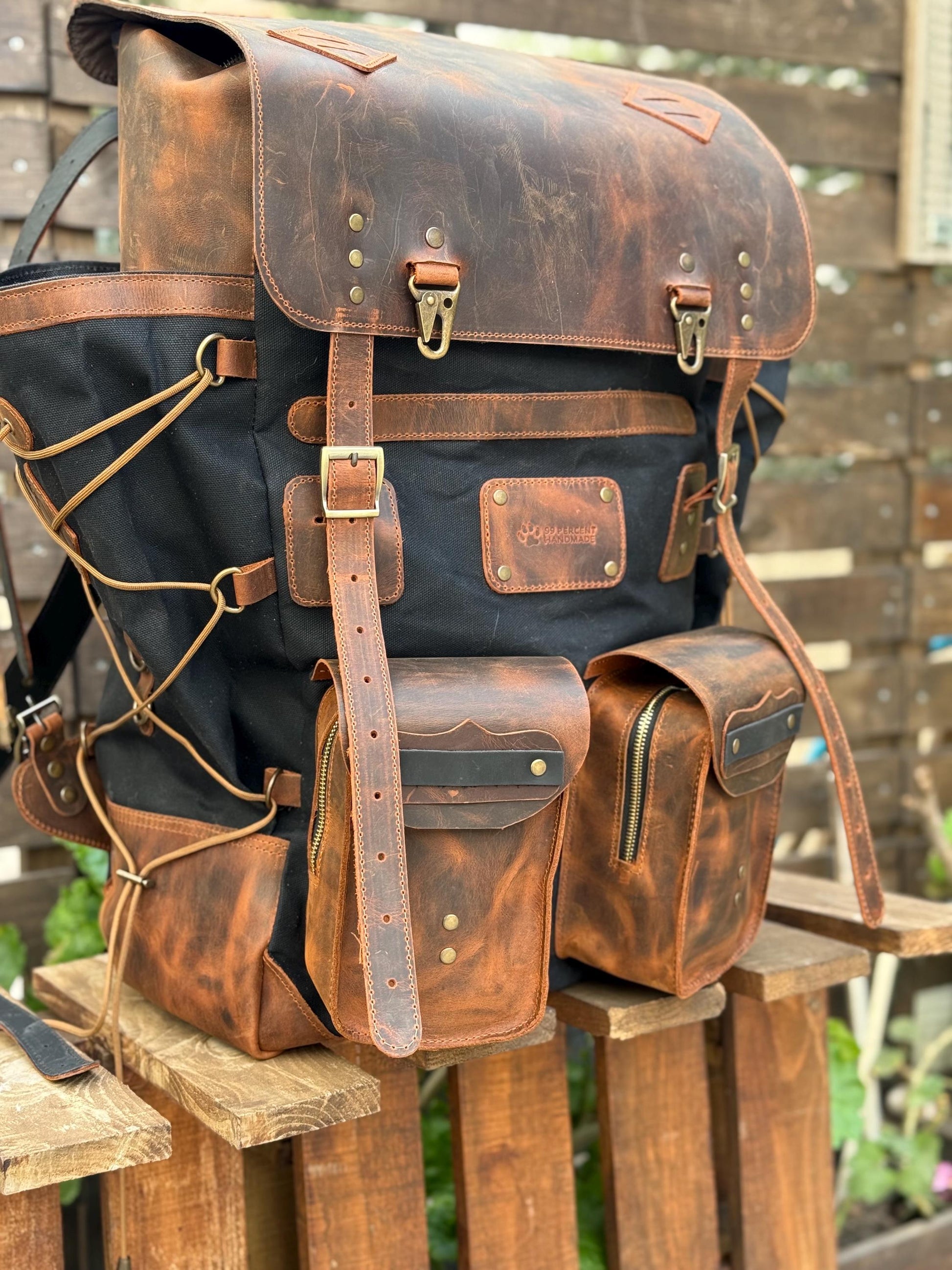 Trends fade. Character remains.| Handmade Waxed Canvas Backpack | 35L-45L | Leather Backpack | Daily Use | Travel backpack