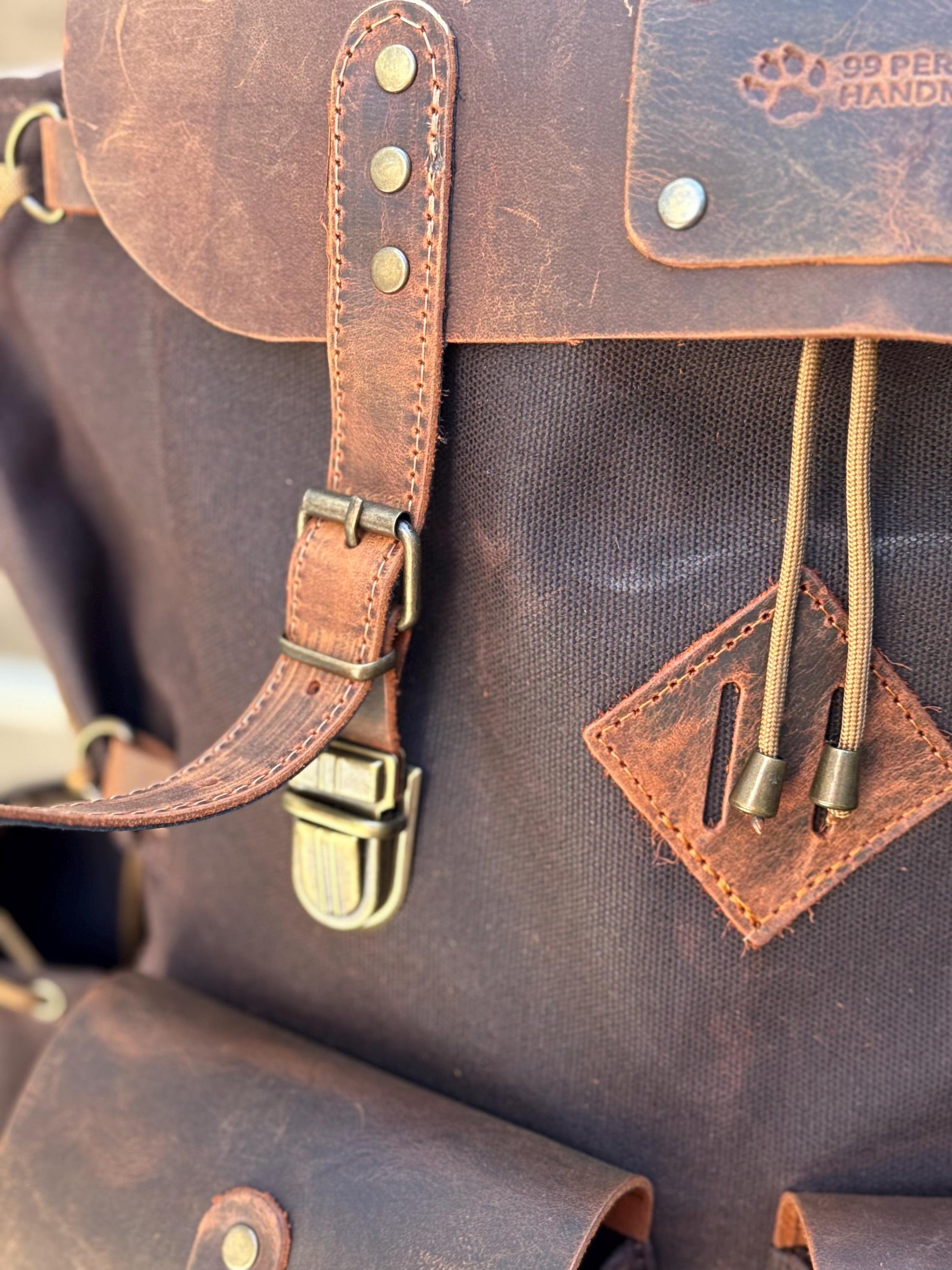 Built With Emotion | Travel backpack | Daypack | Handmade Waxed Canvas and Leather, 40L-50L Size Options