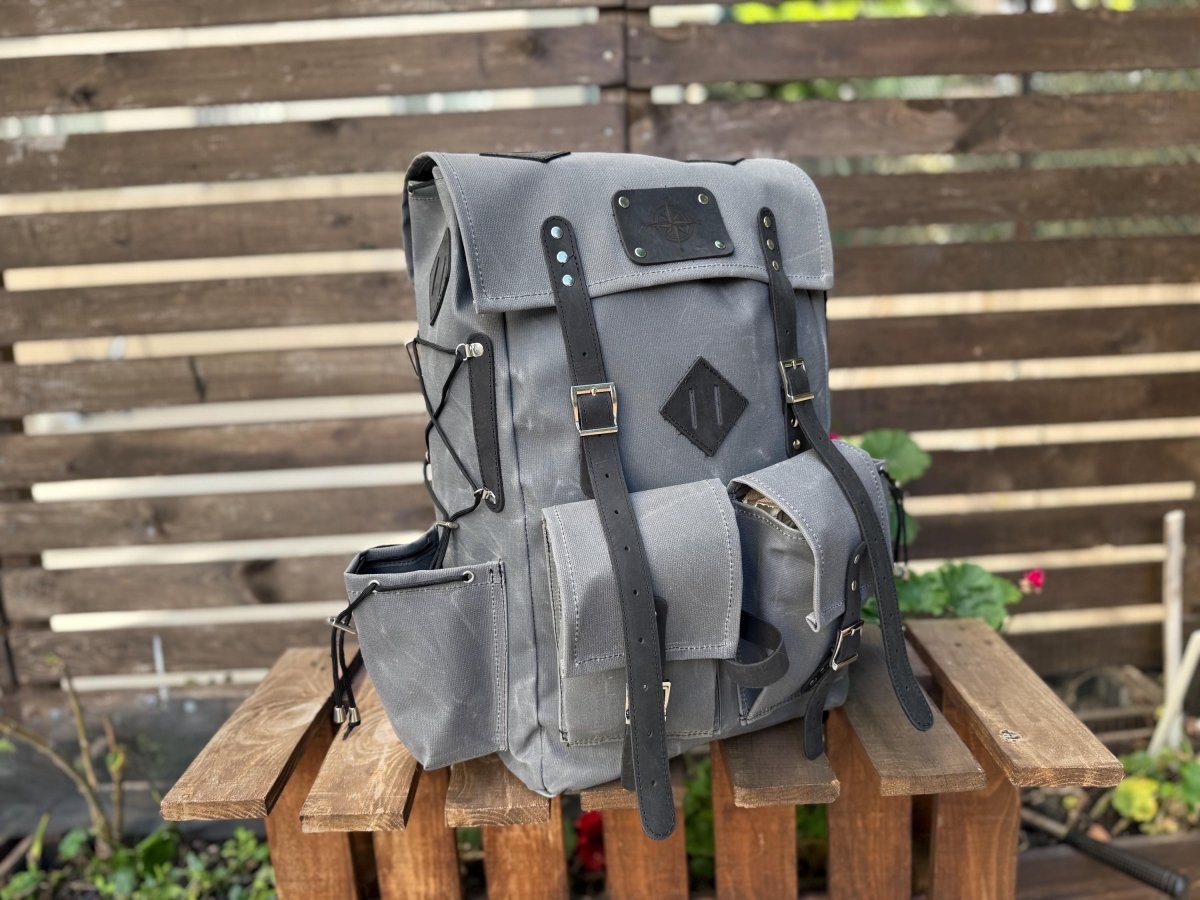 The Harmony of New and Old | 2026 Limited Edition | Handmade Leather - Canvas | New Version | Travel & Adventure Ready | 24 Hours Tested - 99percenthandmade - 99percenthandmade - 30 Liters - Grey Canvas Flap -