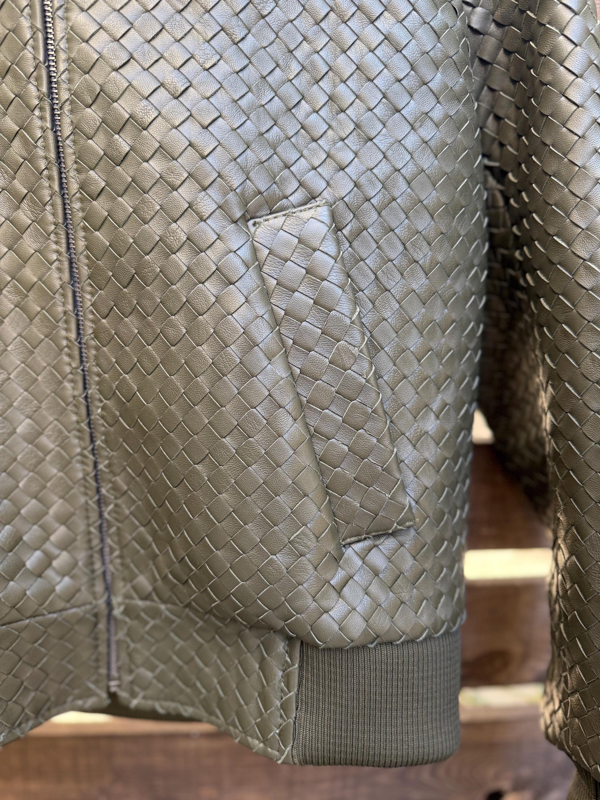 Intrecciato Custom Leather Jacket – XS to 8XL – Any Color (Black, Brown, Blue, Green) – Personalized Bespoke Men’s Coat