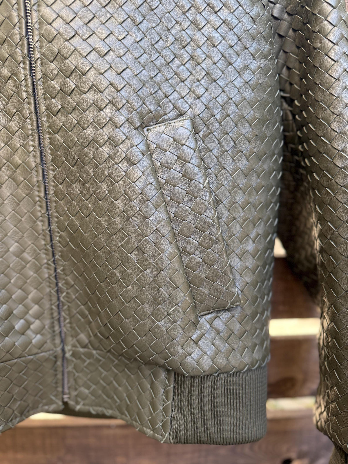 Intrecciato Custom Leather Jacket – XS to 8XL – Any Color (Black, Brown, Blue, Green, Burgundy) – Personalized Bespoke Jacket