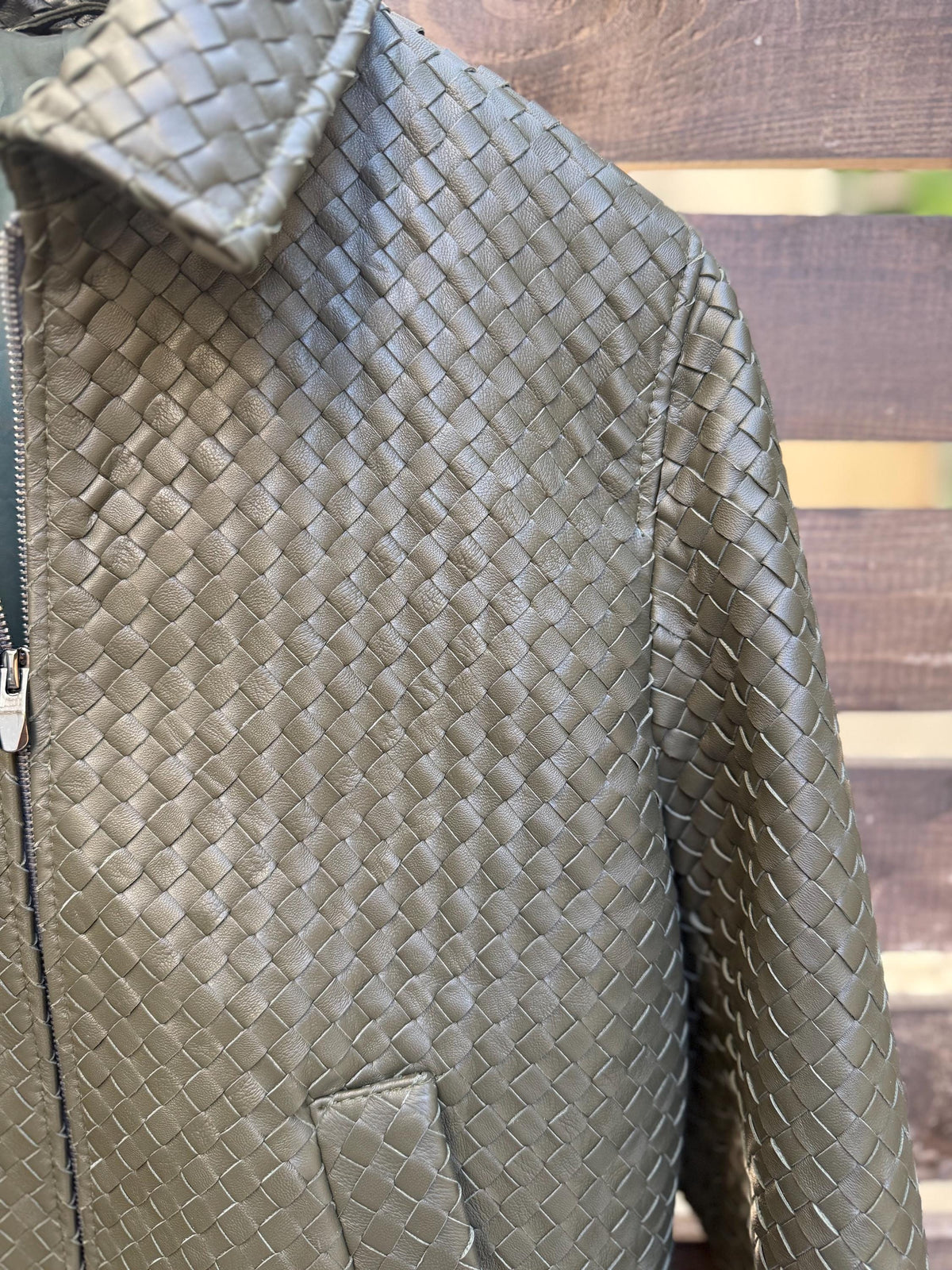 Intrecciato Custom Leather Jacket – XS to 8XL – Any Color (Black, Brown, Blue, Green, Burgundy) – Personalized Bespoke Jacket