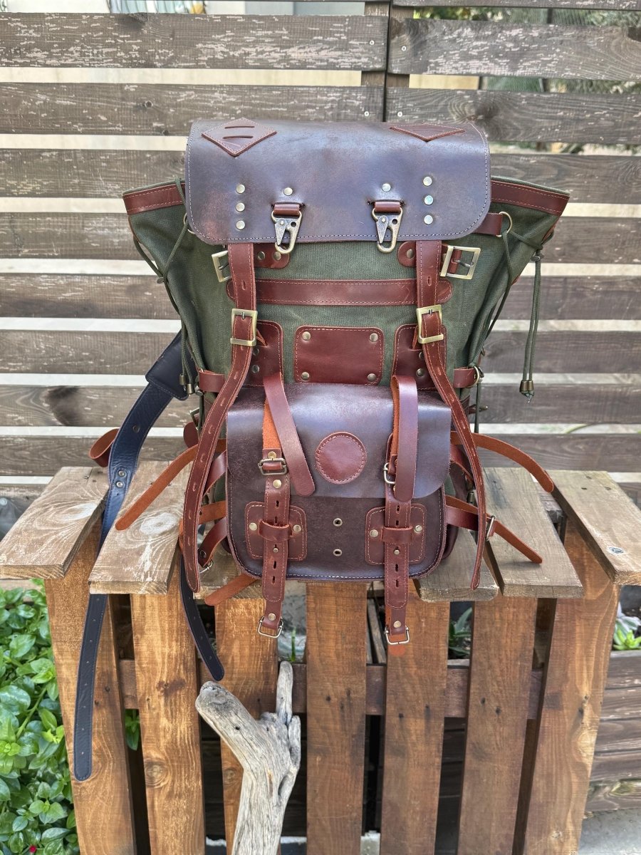200 USD Discount | Design Awards | 25 L - 45 L | Handmade Leather, Waxed Backpack for Travel, Outdoor, Laptop, Hiking | Personalization 99percenthandmade