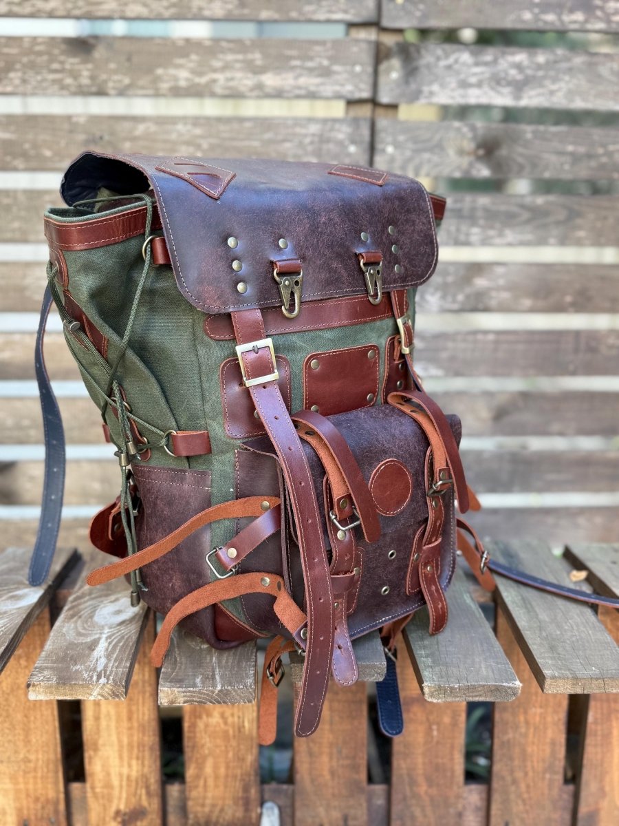 200 USD Discount | Design Awards | 25 L - 45 L | Handmade Leather, Waxed Backpack for Travel, Outdoor, Laptop, Hiking | Personalization 99percenthandmade