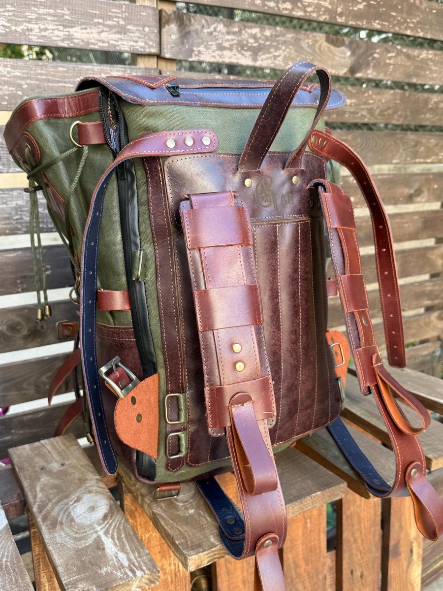 200 USD Discount | Design Awards | 25 L - 45 L | Handmade Leather, Waxed Backpack for Travel, Outdoor, Laptop, Hiking | Personalization 99percenthandmade