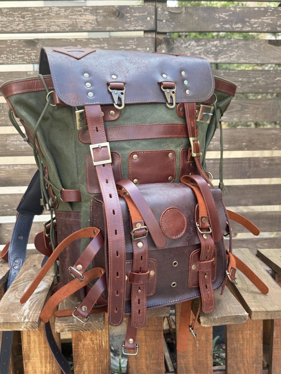 200 USD Discount | Design Awards | 25 L - 45 L | Handmade Leather, Waxed Backpack for Travel, Outdoor, Laptop, Hiking | Personalization 99percenthandmade