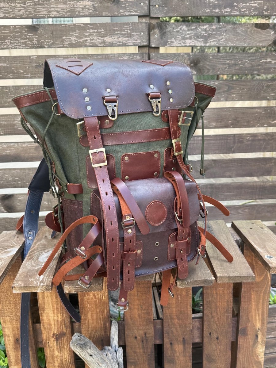 200 USD Discount | Design Awards | 25 L - 45 L | Handmade Leather, Waxed Backpack for Travel, Outdoor, Laptop, Hiking | Personalization 99percenthandmade