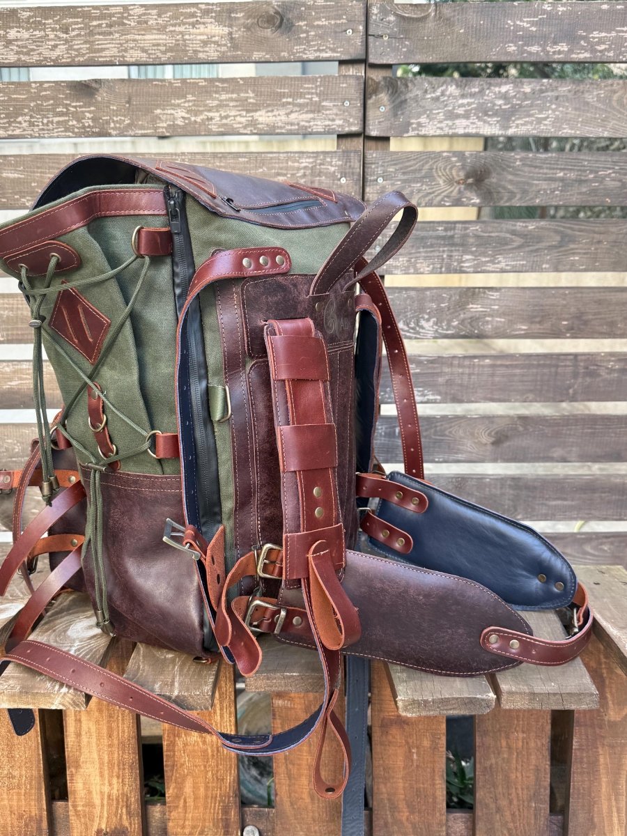 200 USD Discount | Design Awards | 25 L - 45 L | Handmade Leather, Waxed Backpack for Travel, Outdoor, Laptop, Hiking | Personalization 99percenthandmade