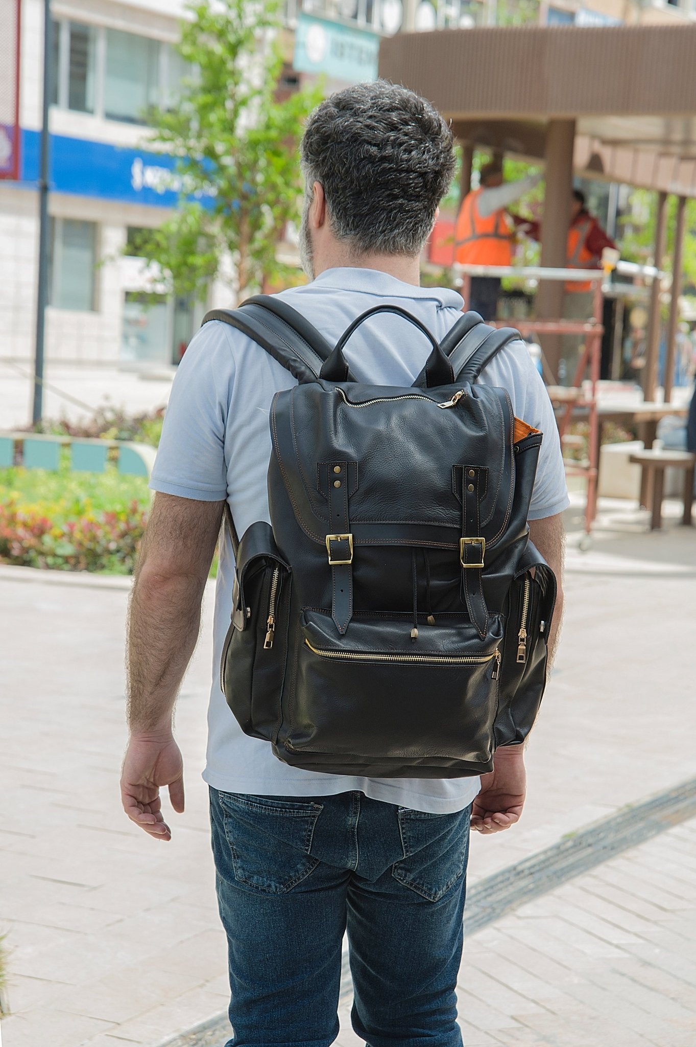 Laptop Backpack, City Backpack, Handmade Full Leather Backpack with 2 different colors  99percenthandmade   