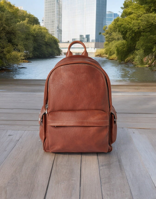 Laptop Backpack, City Backpack, Handmade Full Leather Backpack with 2 different colors - 99percenthandmade - 99percenthandmade - 35 Liter - Brown -
