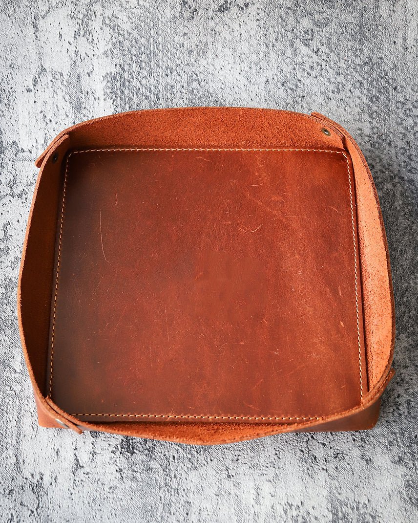 Leather Organizer Tray, Black, Tan, Olive, Tan Color Options  99percenthandmade Small Tan 