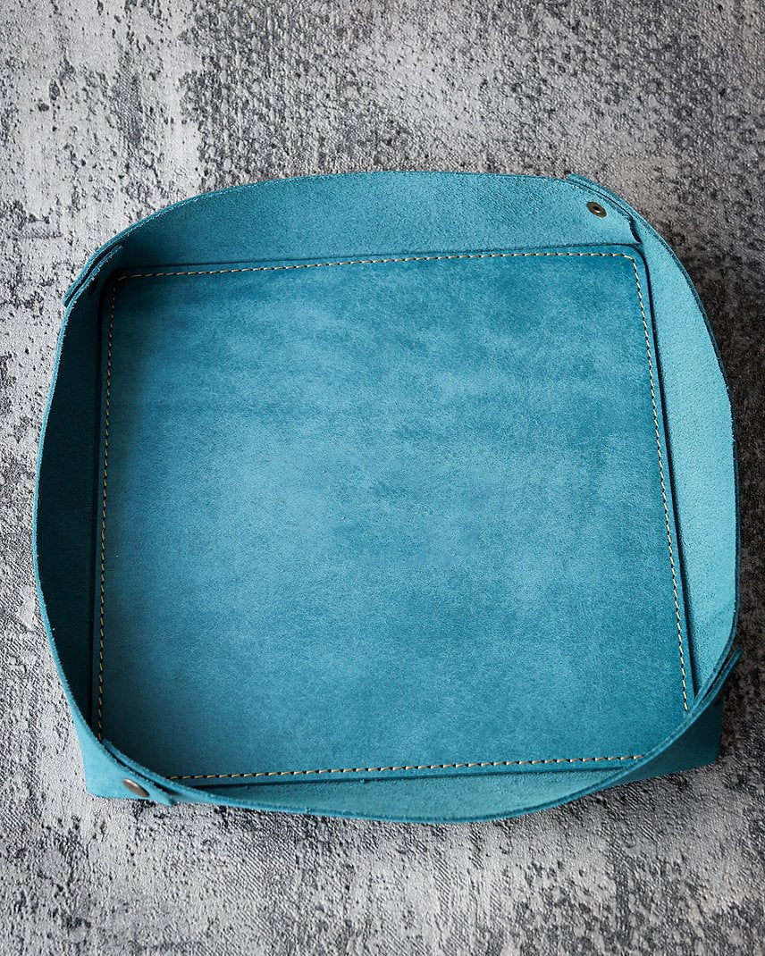 Leather Organizer Tray, Black, Tan, Olive, Tan Color Options  99percenthandmade Small Blue 