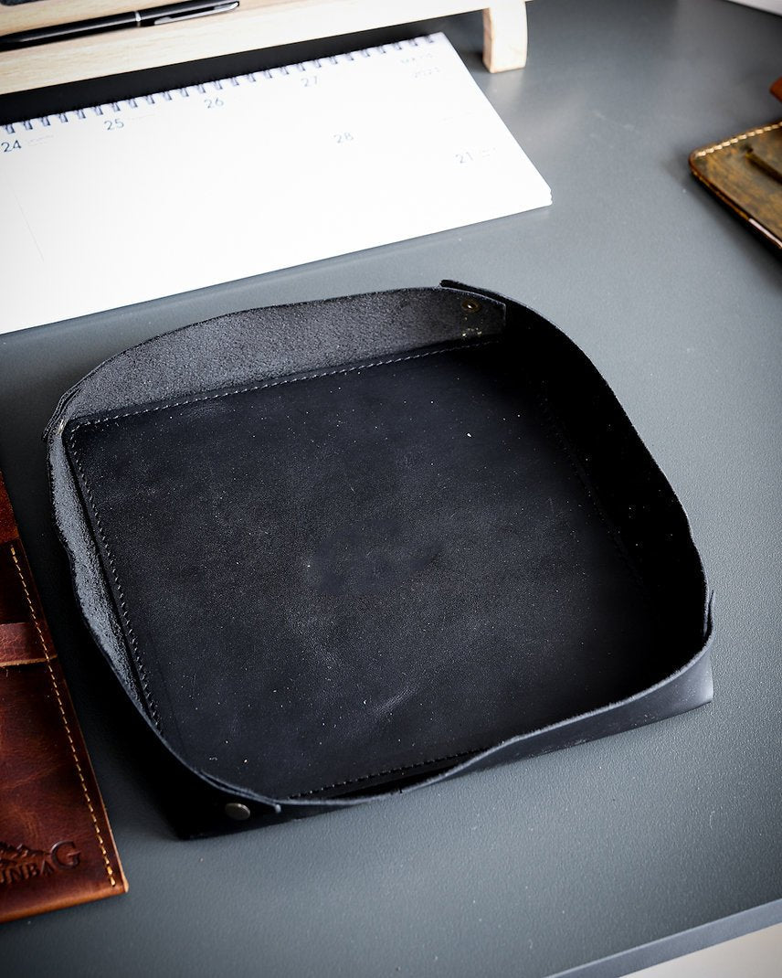 Leather Organizer Tray, Black, Tan, Olive, Tan Color Options  99percenthandmade Small Black 
