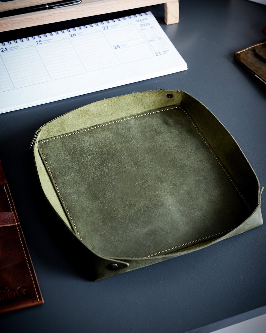 Leather Organizer Tray, Black, Tan, Olive, Tan Color Options  99percenthandmade   