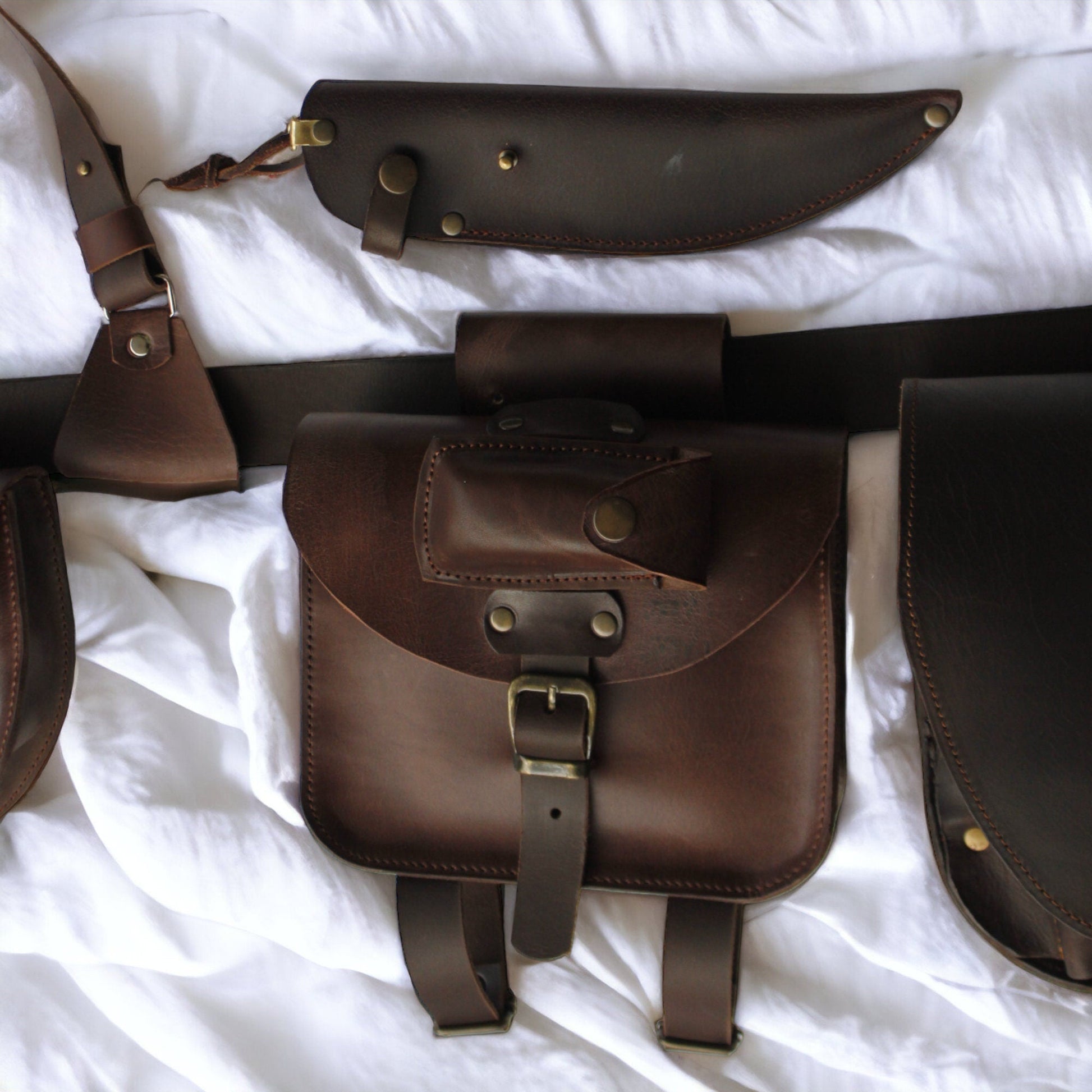 Leather Tactical Vest | Hunting vest | Cartridge Bag | Suspenders Kit With Personalization | Panier Bag | Load Carrying Bag | Knife sheath  99percenthandmade   